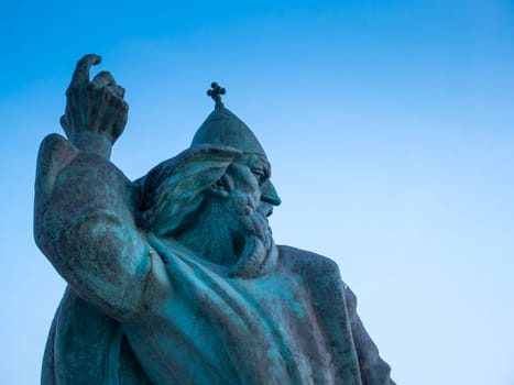 Statue of Croatian Grgur Ninski in Nin, Dalmatia, Croatia.
