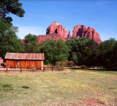 Old farm house at cathedral rock sedona arizona