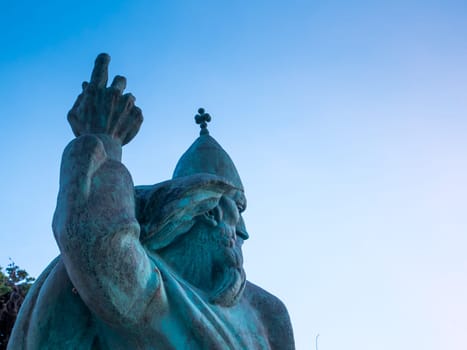 Statue of Croatian Grgur Ninski in Nin, Dalmatia, Croatia.