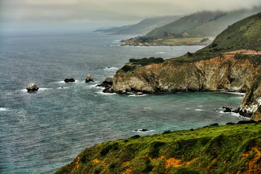 Pacific Ocean Big Sur California cloudy day