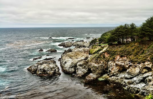 Pacific Ocean Big Sur California cloudy day