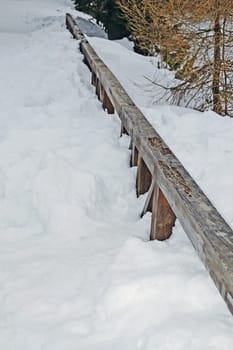 Walkway after snowfall in High Tatra Moubntains, Slovakia