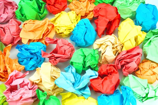 Colorful crumpled paper balls background