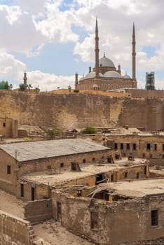 Day shot in cloudy day of The great Mosque of Muhammad Ali Pasha - Alabaster Mosque - situated in the Citadel of Cairo in Egypt, one of the landmarks and tourist attractions of Cairo