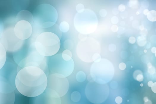 Abstract blurred fresh vivid spring summer light delicate pastel blue turquoise white bokeh background texture with bright circular soft color lights. Card concept. Beautiful backdrop illustration.