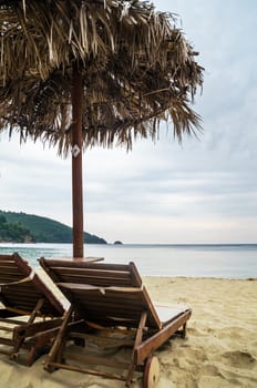Parasols at the sandy beach