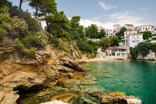 Beautiful bay in Skiathos town, Greece