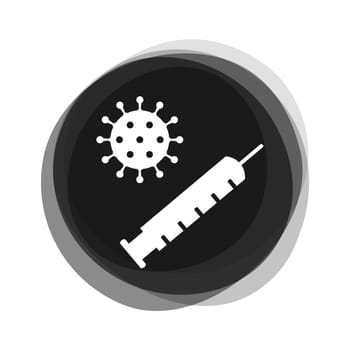 Black Button with covid-19 vaccination symbol