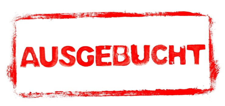 Red Banner with grunge frame: Sold Out in german language