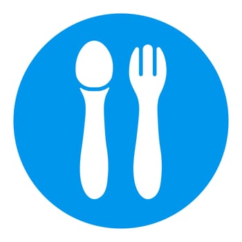 Spoon and fork for baby isolated vector glyph icon. Graph symbol for children and newborn babies web site and apps design, logo, app, UI