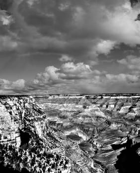 Black and white late afternoon in the Grand Canyon Arizona