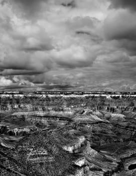 Black and white late afternoon in the Grand Canyon Arizona