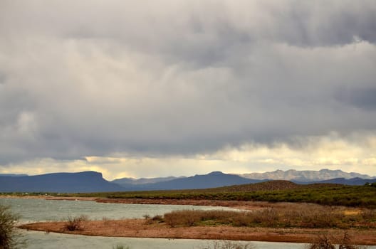 Mountain by Roosevelt lake in Central Arizona