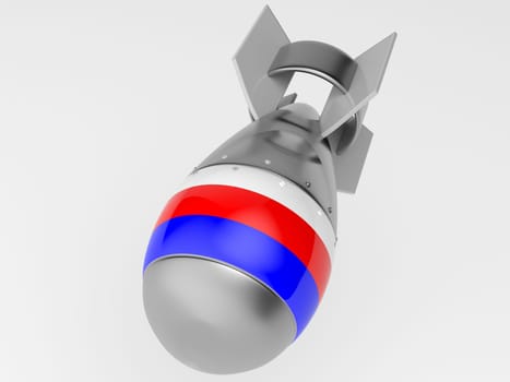 3d rendering of a russian miissile with russian flag on white background falling down