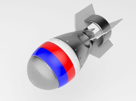 3d rendering of a russian miissile with russian flag on white background falling down