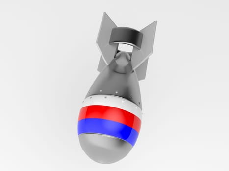 3d rendering of a russian miissile with russian flag on white background falling down