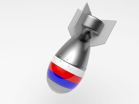 3d rendering of a russian miissile with russian flag on white background falling down