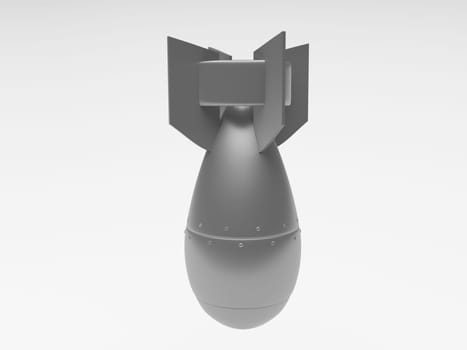 3d rendering of a metal falling missile on a white background