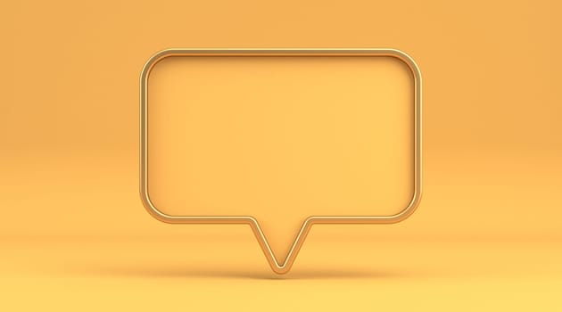Rectangular bubble talk sign 3D rendering illustration isolated on yellow background