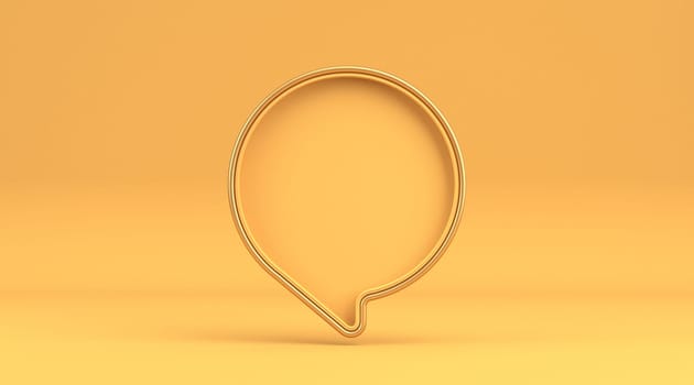Circle bubble talk sign 3D rendering illustration isolated on yellow background