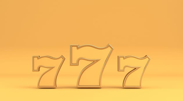 Yellow 777 sign 3D rendering illustration isolated on yellow background