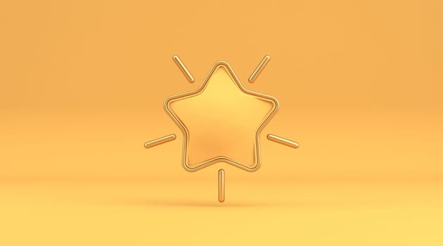 Single glowing star sign 3D rendering illustration isolated on yellow background