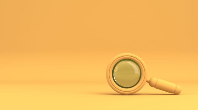 Search concept sign 3D rendering illustration isolated on yellow background