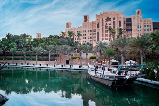 Madinat Jumeirah in Dubai at evening