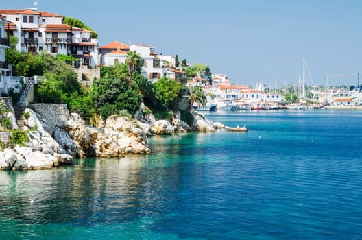 Beautiful bay in Skiathos town, Greece