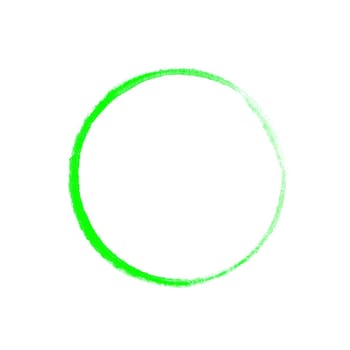 Green watercolor circle made with brush
