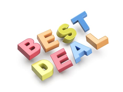 Best deal promo text with colorful letters on white background
