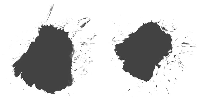 Two black grey drops on white background