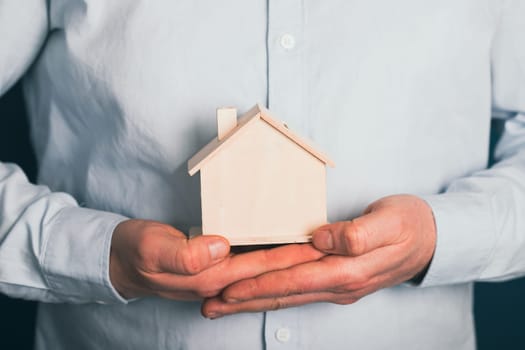 Real estate agent offer house. Property insurance and security concept.