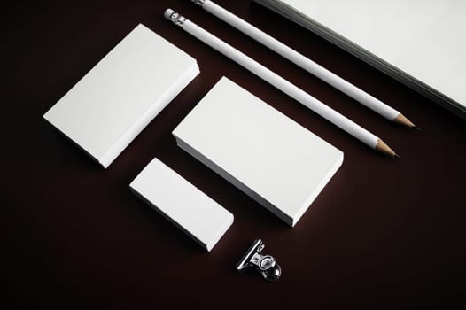 Photo of blank stationery set. Corporate identity mock up for placing your design.