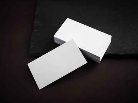Photo of blank business cards. Template for branding design. Branding mock up.