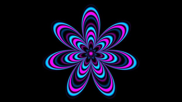 Illustration of Psychedelic flower shape over black