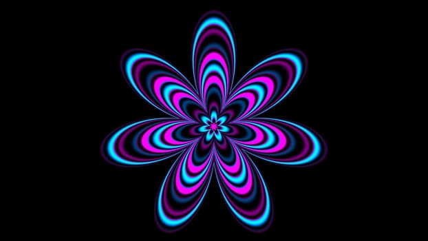 Illustration of Psychedelic flower shape over black