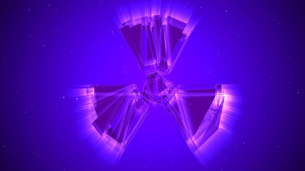 3D illustration of neon glow radioactive sign