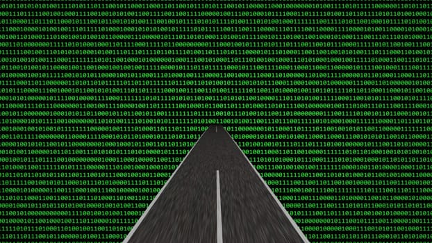 Driving into the digital world 3d illustration