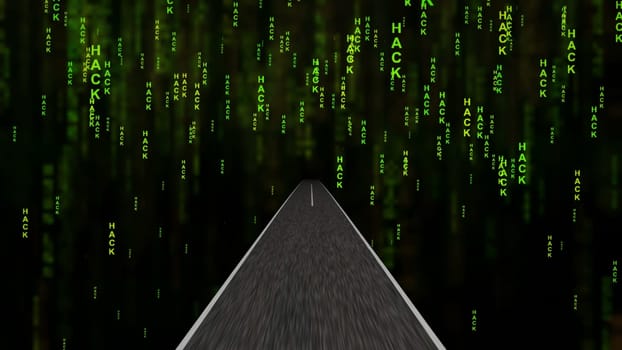 Driving into the hacking world 3d illustration