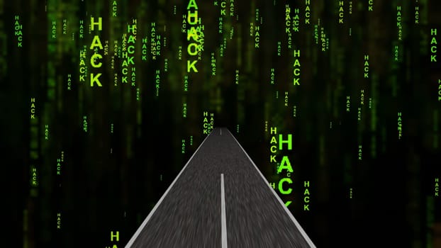 Driving into the hacking world 3d illustration