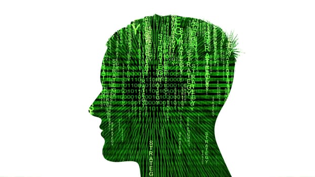 Silhouette of man strategy data concept