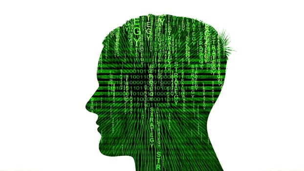 Silhouette of man strategy data concept