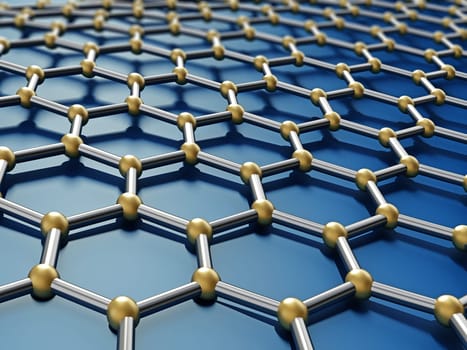 Nano material background consisting of honeycomb shapes. 3D illustration.