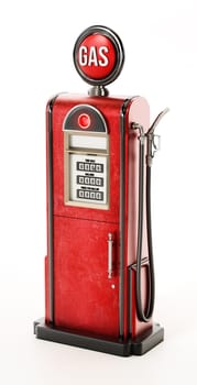 Retro fuel pump isolated on white background. 3D illustration.