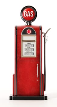 Retro fuel pump isolated on white background. 3D illustration.