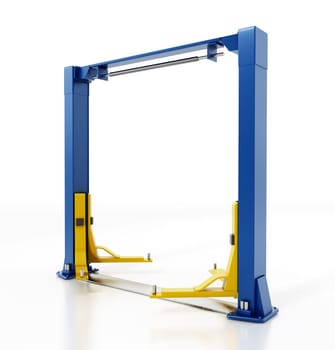 Car lift isolated on white background. 3D illustration.