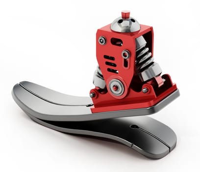 Robotic leg isolated on white background. 3D illustration.
