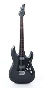 Generic black electric guitar isolated on white background. 3D illustration.