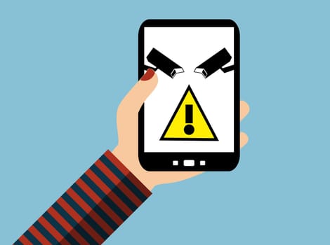 Smartphone surveillance or privacy - Flat Design Banner
